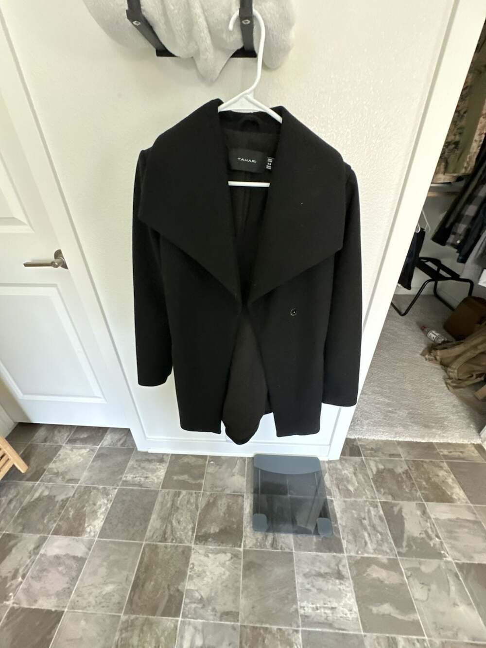 Tahari Belted Wrap Coat Size M Black